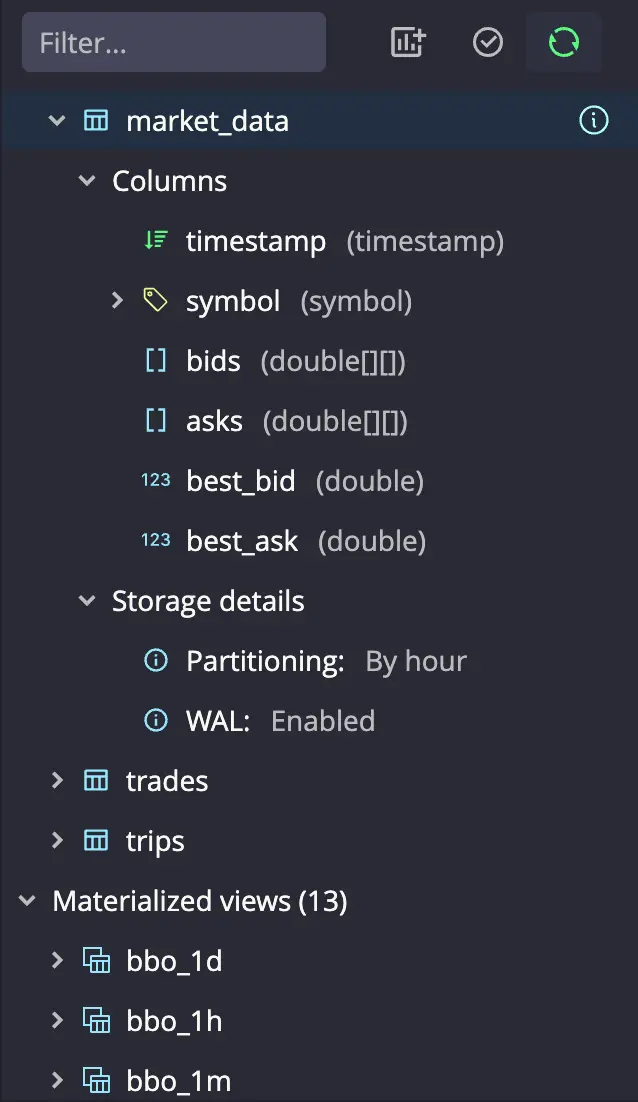 Schema Explorer in the Web Console